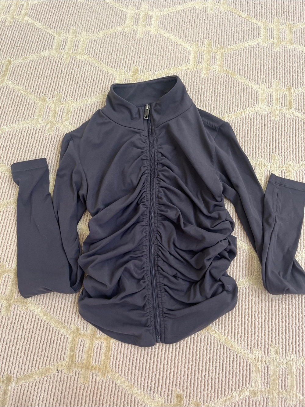 Vitality Ruched Front Zip-Up Jacket in Deep grey